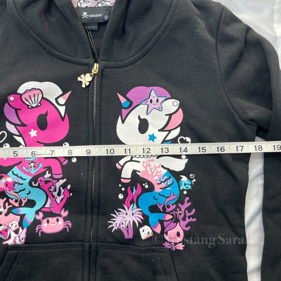Super Rare Tokidoki 10 Year 2015 Mermicorno Buds Black Womens Small Hoodie New - Picture 11 of 12